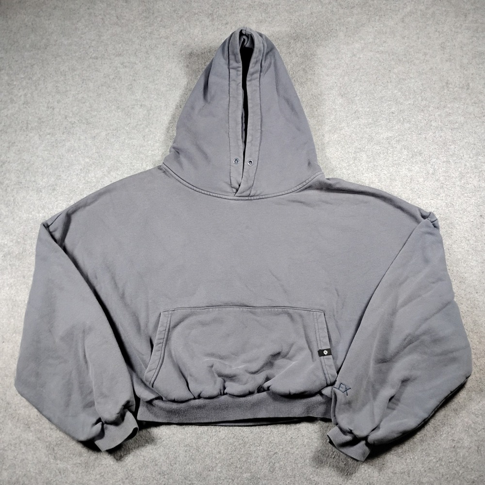 POPFLEX Hoodie Slate Gray Cropped Oversized Sweatshirt Size S